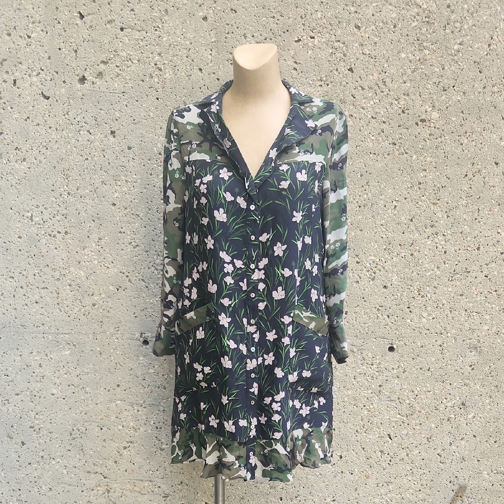 Nicole MillerFloral Camouflage Long Sleeve Dress
